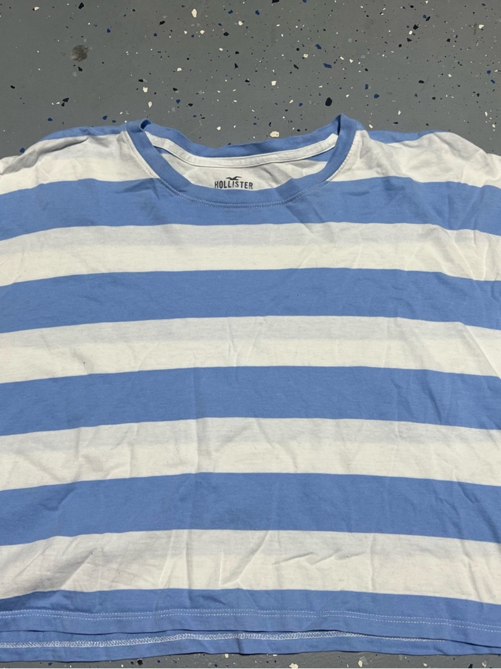 Hollister  Blue and White Striped Crewneck crop top